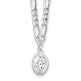 Sterling Silver RH-plated Miraculous Medal Link 16in With 2in ext. Necklace